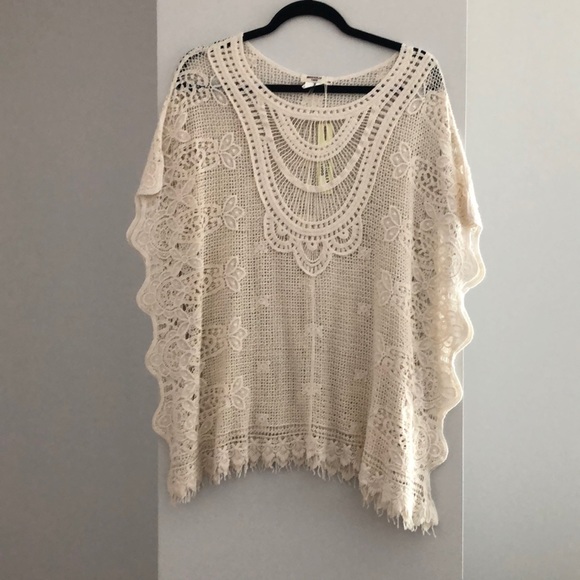 Miss Kelly Ivory Crochet Boho Poncho/Shall S/M - Picture 1 of 8